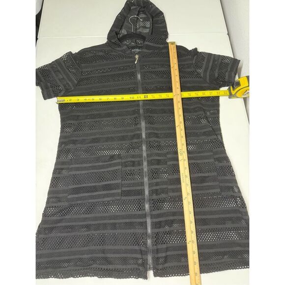 Club Z Collection Lace Hooded Beach Dress Zippered Swim Cover Up Sz L Pockets - Picture 5 of 9